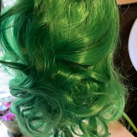 Curly Green Festival Wig - Picture 4 of 6